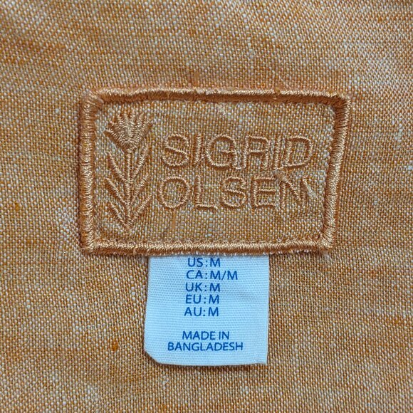 Sigrid Olsen Top M Orange Linen Roll Tab Tunic Beach Coastal Grandmother Shirt - Picture 8 of 9